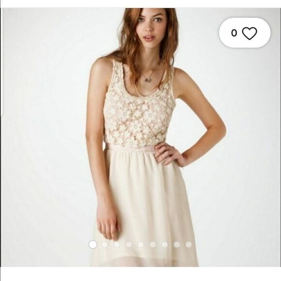 AEO crochet layered lace hi-lo sheer chiffon dress - Picture 1 of 9